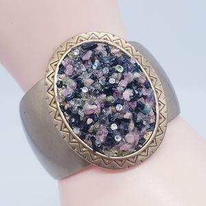 Accentuality Gemstone Chips Pave Cuff Bracelet